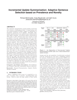 Incremental Update Summarization: Adaptive Sentence Selection