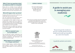 A guide to assist you in managing your medicines