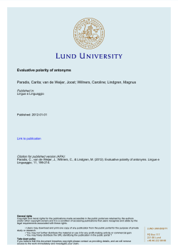Evaluative polarity of antonyms Paradis, Carita