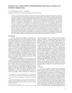 Evidence for Genetic Drift in Endosymbionts (Buchnera): Analyses of