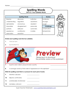 Spelling Words - Super Teacher Worksheets
