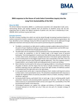 BMA response to the House of Lords Select Committee inquiry into