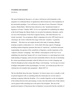 Circulation and semantics The name Ferdinand de Saussure is, of