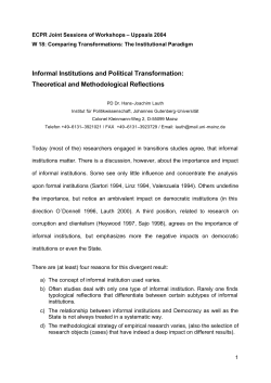 Informal Institutions and Political Transformation: Theoretical and
