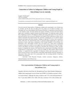 Connection to Culture by Indigenous Children and Young People in