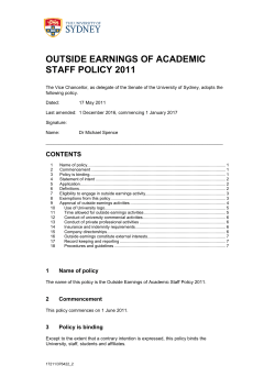 Outside Earnings of Academic Staff Policy 2011