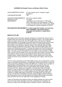 5AAEB004 Old English Poems and Modern British Poetry LEVEL