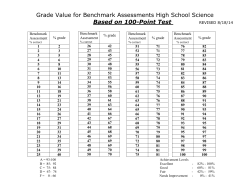 Grade Value for Benchmark Assessments High School Science