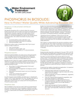 Phosphorus in Biosolids: How to Protect Water Quality While