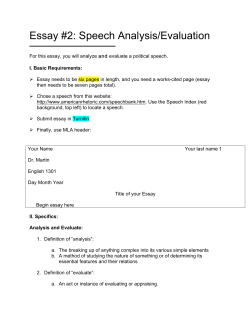Essay #2: Speech Analysis/Evaluation