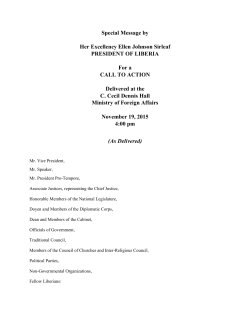 Special Message by Her Excellency Ellen Johnson Sirleaf President