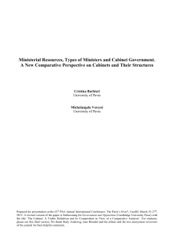 Ministerial Resources, Types of Ministers and Cabinet Government
