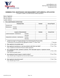 Swimming Pool Maintenance - VGM Specialty Underwriters