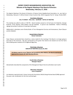 OSPREY POINTE NEIGHBORHOOD ASSOCIATION, INC. Minutes