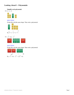 Looking Ahead 1 - Polynomials - Waukee Community School District