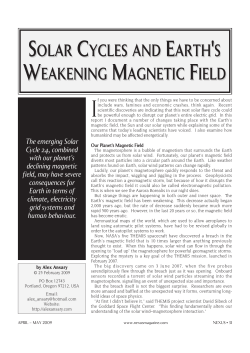 Solar Cycles and Earth`s Weakening Magnetic Field