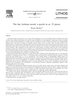 The late Archean record: a puzzle in ca. 35 pieces