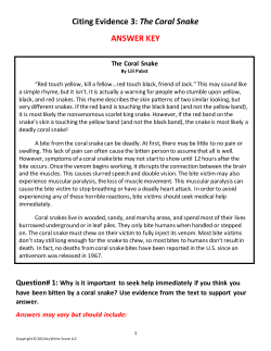 Citing Evidence 3: The Coral Snake ANSWER KEY