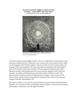 Dante`s Paradiso Excerpt with Questions