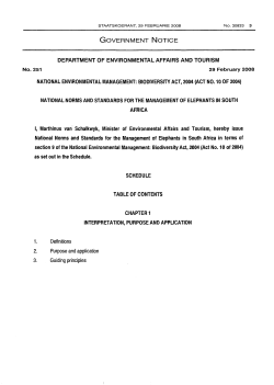 National norms and standards for management of elephants in