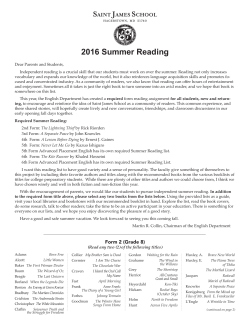 2016 Summer Reading - Saint James School