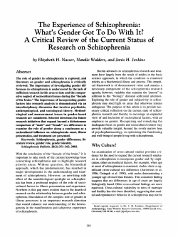 The Experience of Schizophrenia: What`s Gender