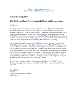 Littlewood Treaty - Victoria University of Wellington