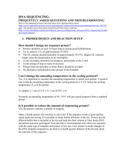 Information about Sanger DNA sequencing and trouble shooting