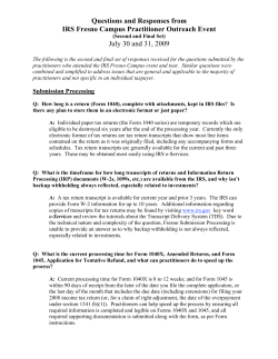Questions and Responses from IRS Fresno Campus