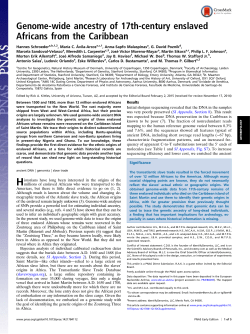Genome-wide ancestry of 17th-century enslaved Africans from the