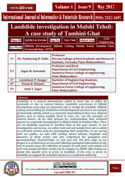 A case study of Tamhini Ghat Paper ID IJIFR/V4