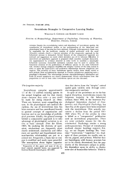 Invertebrate Strategies in Comparative Learning Studies Division of