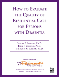 How to Evaluate the Quality of Residential Care for Persons with