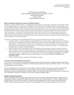 March 16, 2017 - Brookline Public Schools