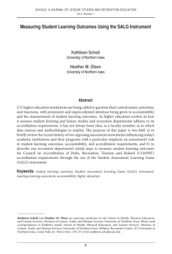 Measuring Student Learning Outcomes Using the SALG Instrument