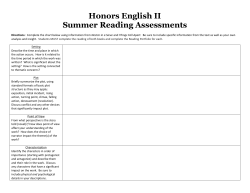 Honors English II Summer Reading Assessments