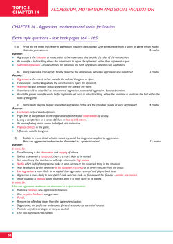 CHAPTER 14 - Aggression, motivation and social facilitation Exam