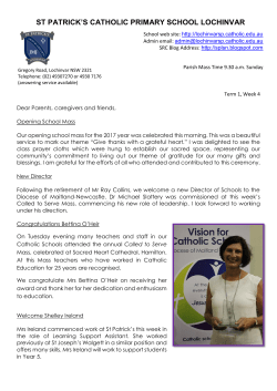T1 Week 4 Newsletter - St Patrick`s Catholic Primary School, Lochinvar
