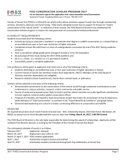 FOSZ CONSERVATION SCHOLAR PROGRAM 2017
