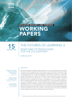 The Futures of Learning 3: what kind of pedagogies for the 21st