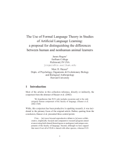 The Use of Formal Language Theory in Studies of Artificial