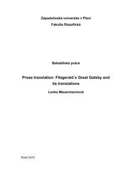 Prose translation: Fitzgerald&acute;s Great Gatsby and its translations