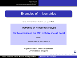 Examples of m-isometries - Workshop on Functional Analysis