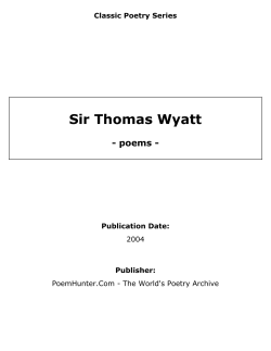 Sir Thomas Wyatt - UCLA Linguistics