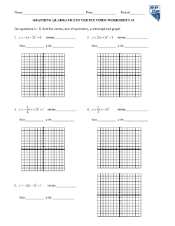 Graphing Quadratic Functions in Vertex Form Worksheet #2
