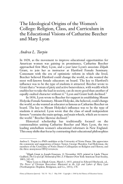 The Ideological Origins of the Women`s College