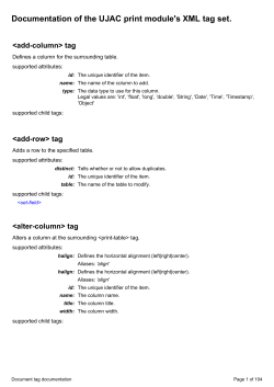 Documentation of the UJAC print module`s XML tag set.