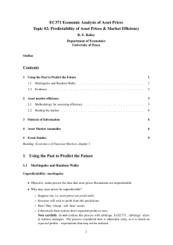 EC371 Economic Analysis of Asset Prices Topic #2: Predictability of