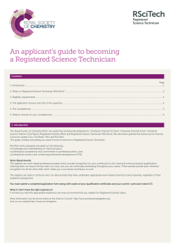 An applicant`s guide to becoming a Reqgistered Science Technician