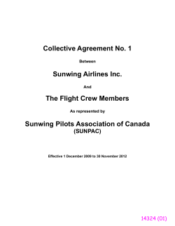 Collective Agreement No. 1 Sunwing Airlines Inc. The Flight Crew